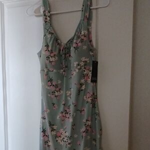 No Boundaries Floral Mini Dress in Green and Pink